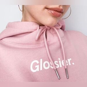Glossier Classic Pink Logo Sweatshirt Hoodie XL
